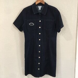 Carolina Colours Womens Size Large Dress Blue Denim Dark Wash Stretch 90s Y2K